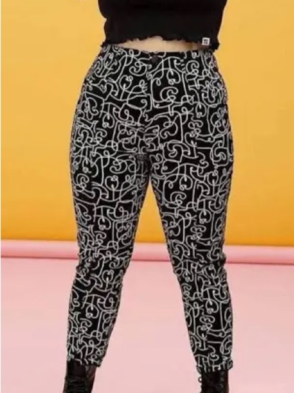 Lucy & Yak Camden Trousers Squiggle | black and white | NWOT